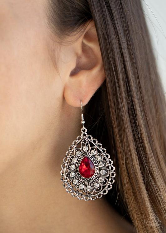 Eat Drink and BEAM Merry-red-Paparazzi earrings