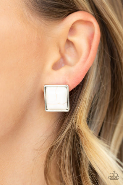 Eco Elegance-white-Paparazzi earrings