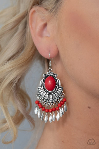 Eco Trip-red-Paparazzi earrings