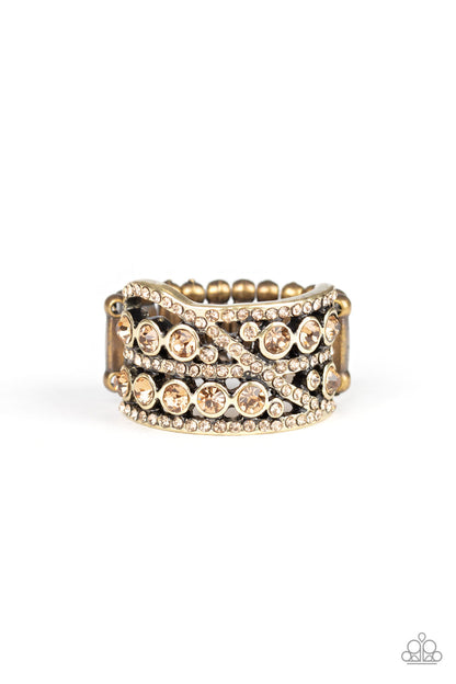 Elegant Effervescence - brass - Paparazzi ring