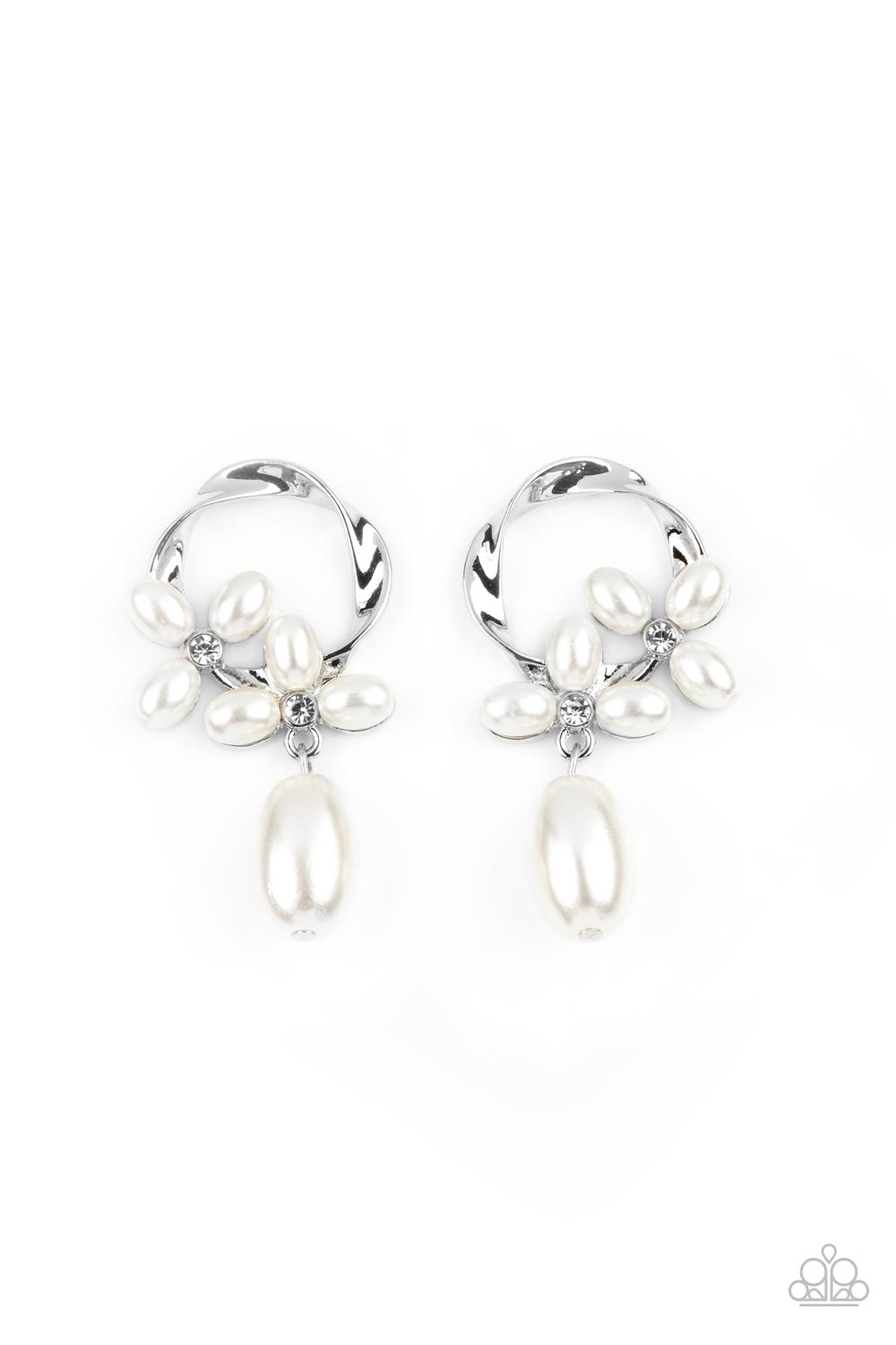 Elegant Expo - white - Paparazzi earrings