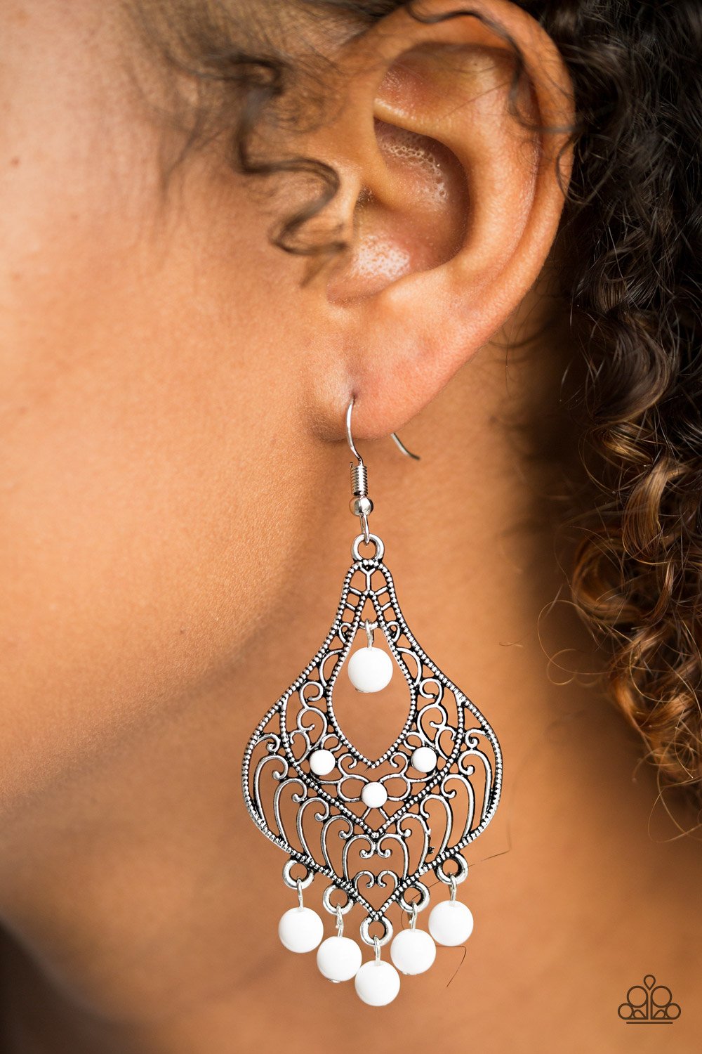 Elegant Enchantment - white - Paparazzi earrings