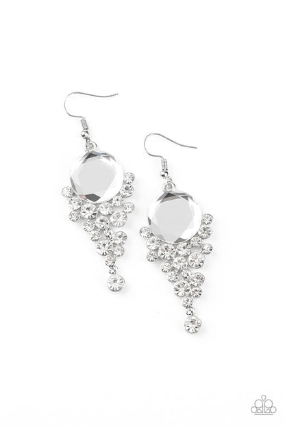 Elegantly Effervescent - white - Paparazzi earrings