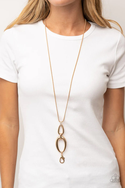 Elegantly Entrancing - gold - Paparazzi LANYARD necklace