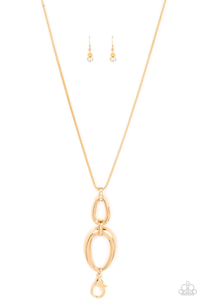 Elegantly Entrancing - gold - Paparazzi LANYARD necklace