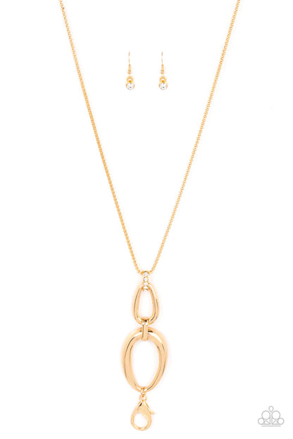 Elegantly Entrancing - gold - Paparazzi LANYARD necklace