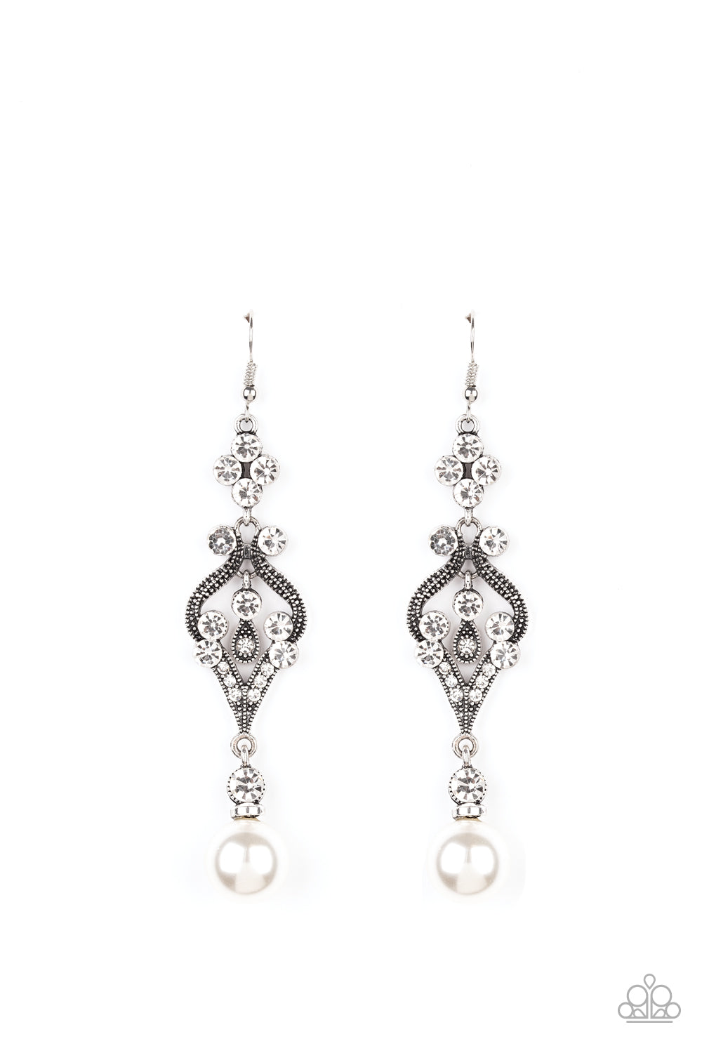 Elegantly Extravagant - white - Paparazzi earrings
