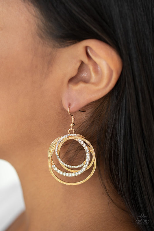 Elegantly Entangled - gold - Paparazzi earrings
