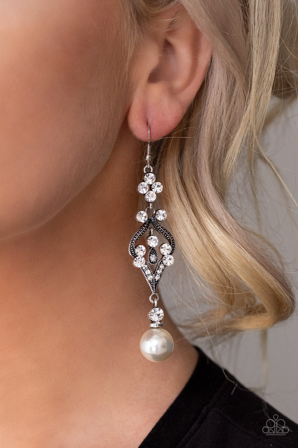 Elegantly Extravagant-white-Paparazzi earrings