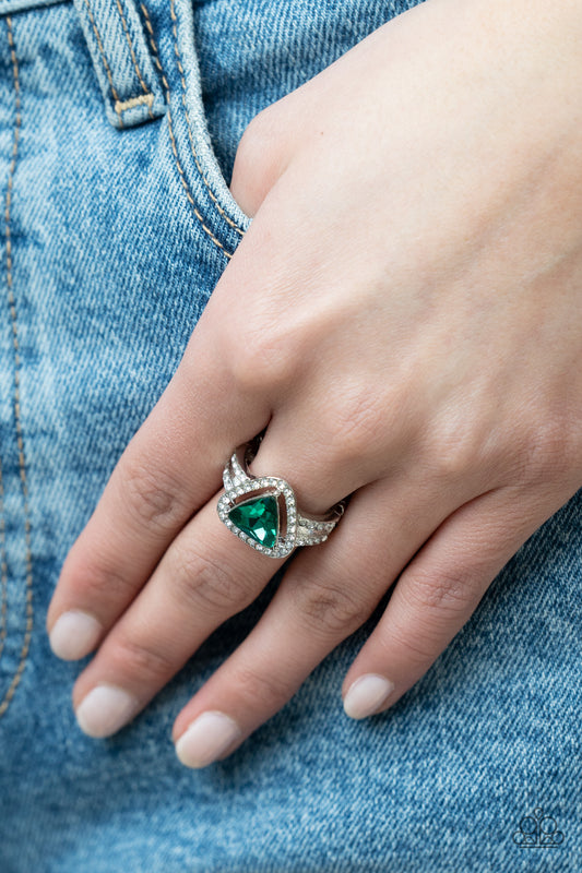 Elevated Engagement - green - Paparazzi ring