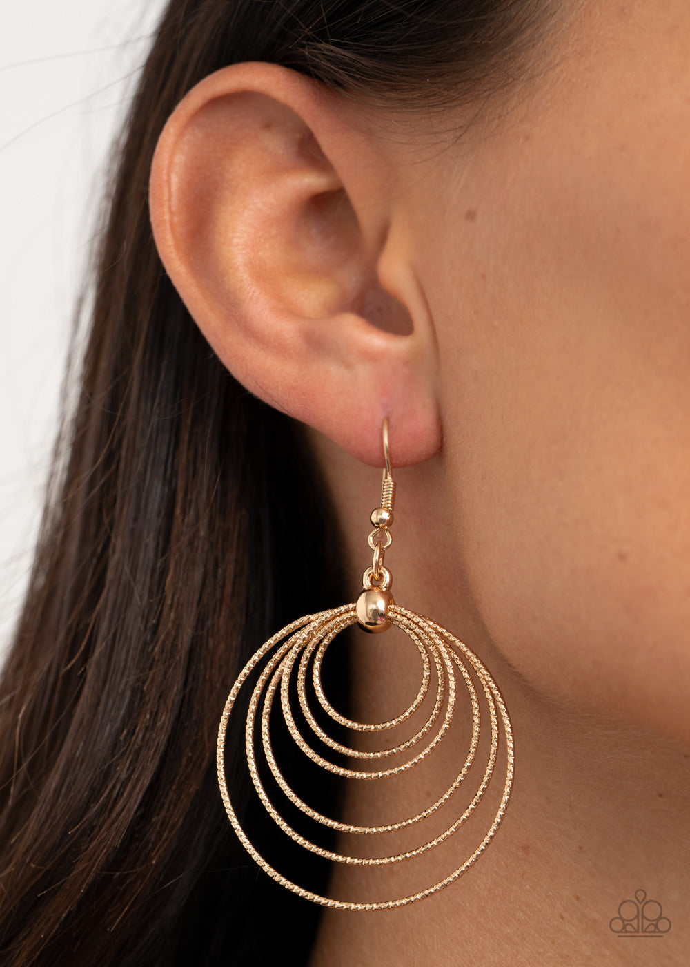 Elliptical Elegance - gold - Paparazzi earrings