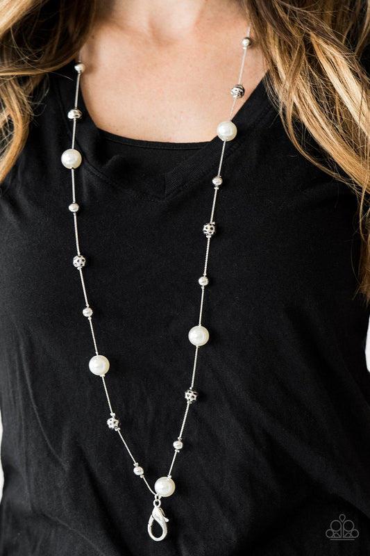Eloquently Eloquent - white - Paparazzi LANYARD necklace