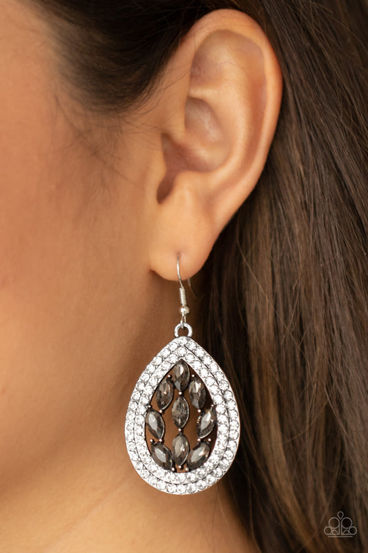 Encased Elegance - silver - Paparazzi earrings