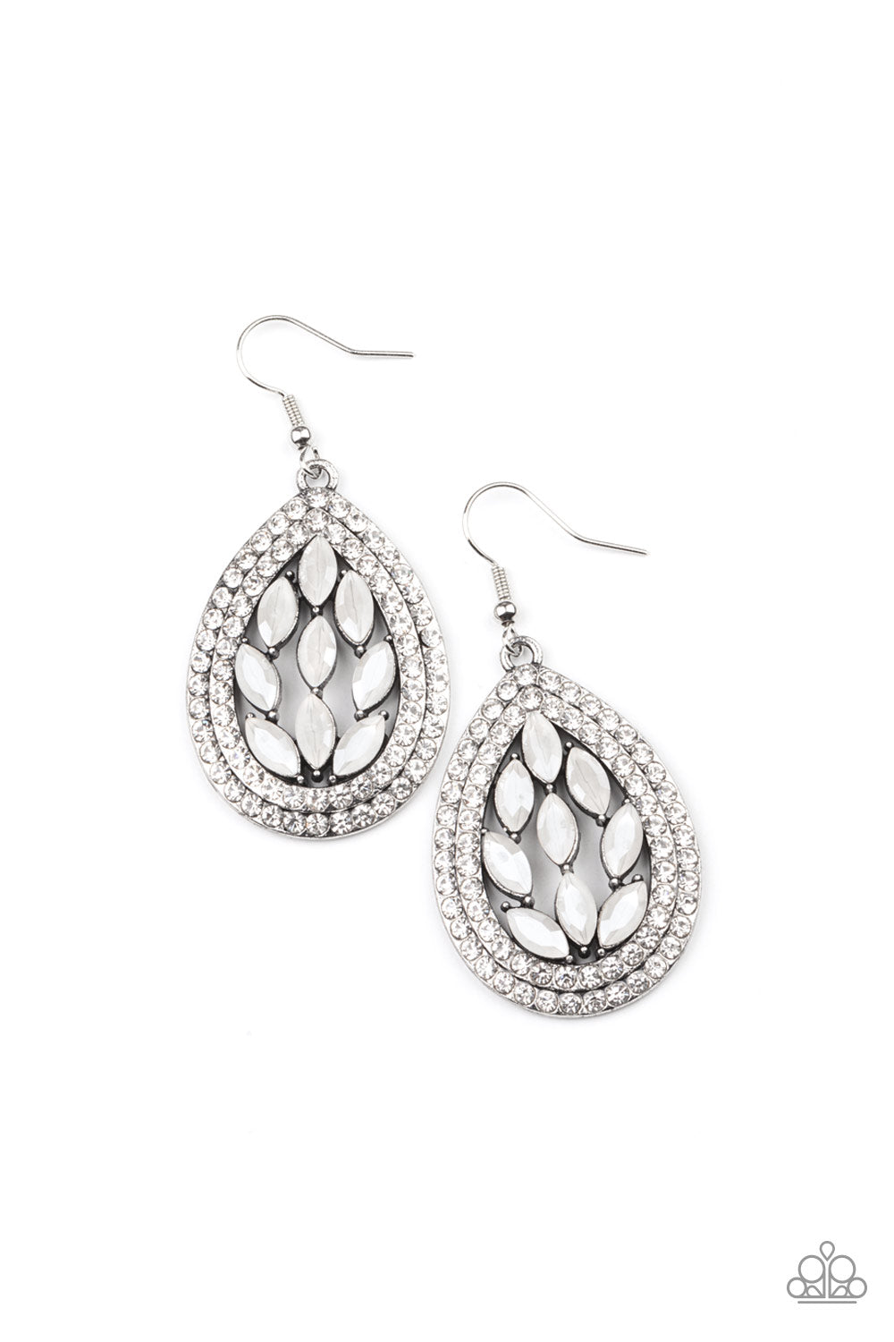 Encased Elegance - white - Paparazzi earrings