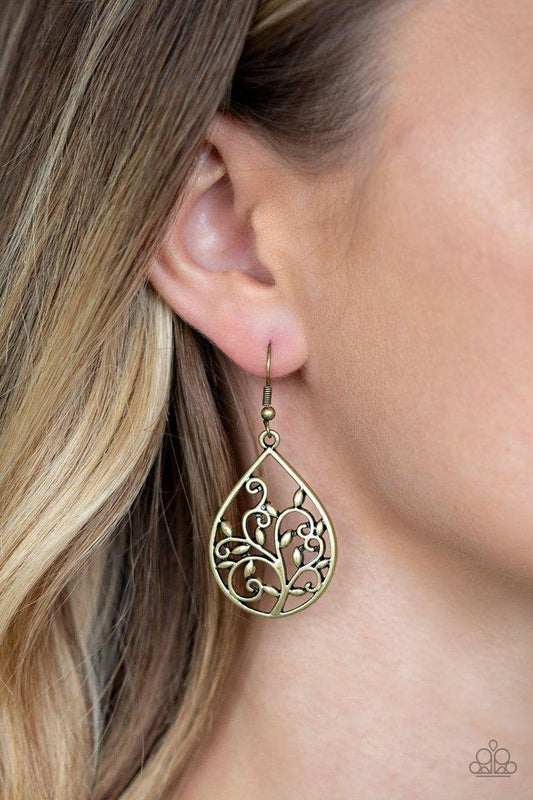 Enchanted Vines - brass - Paparazzi earrings
