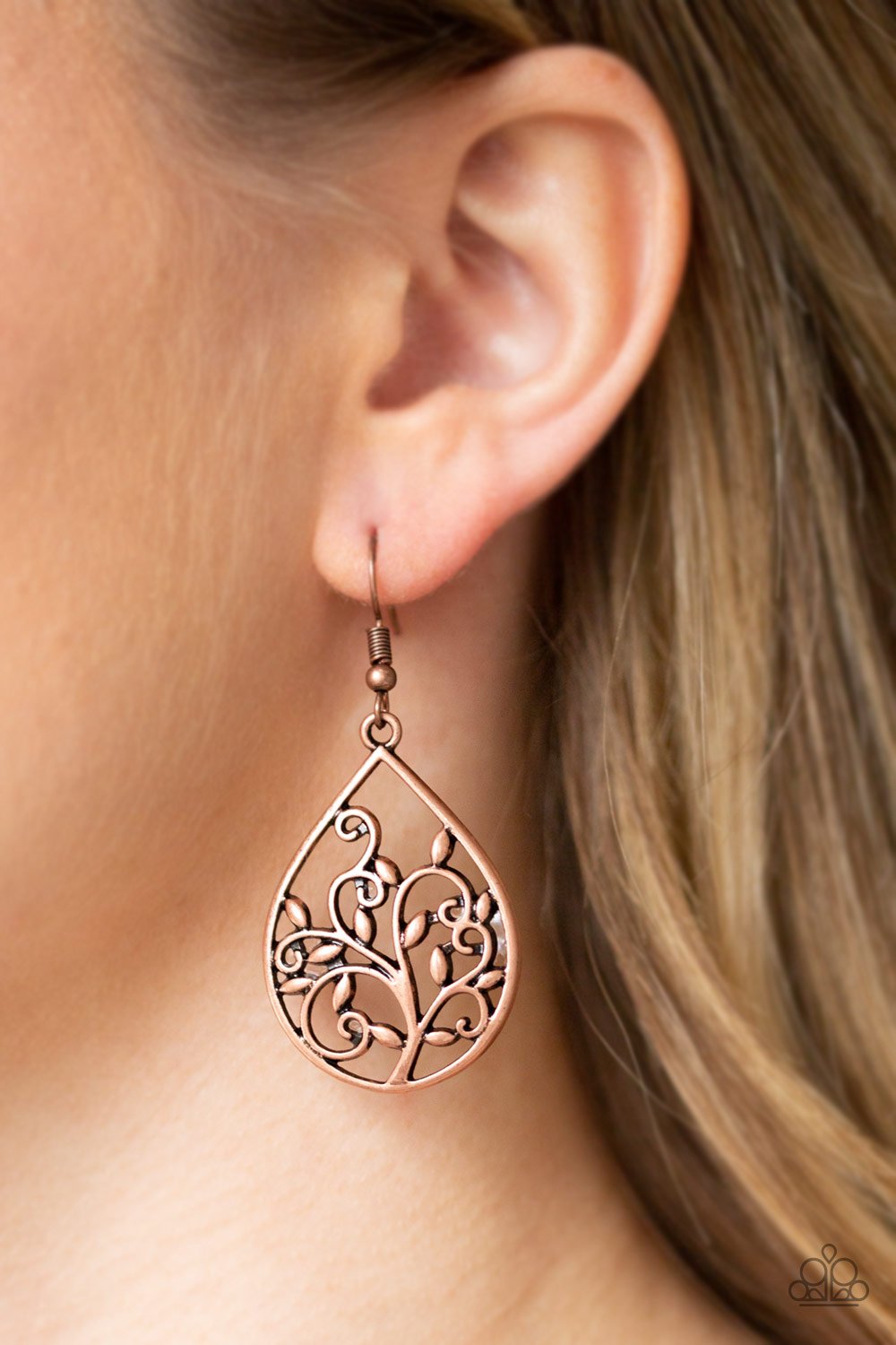 Enchanted Vines-copper-Paparazzi earrings
