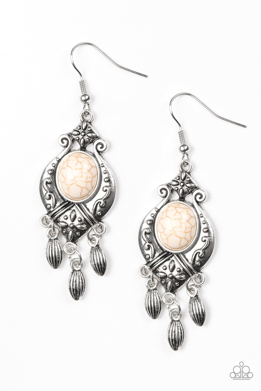Enchantingly Environmentalist - white - Paparazzi earrings