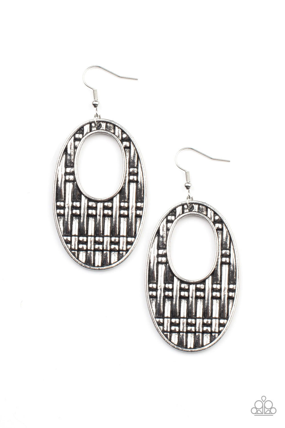 Engraved Edge - silver - Paparazzi earrings