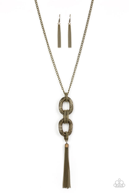 Enmeshed in Mesh - brass - Paparazzi necklace
