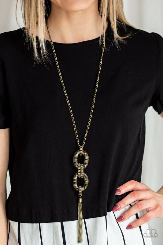 Enmeshed in Mesh - brass - Paparazzi necklace