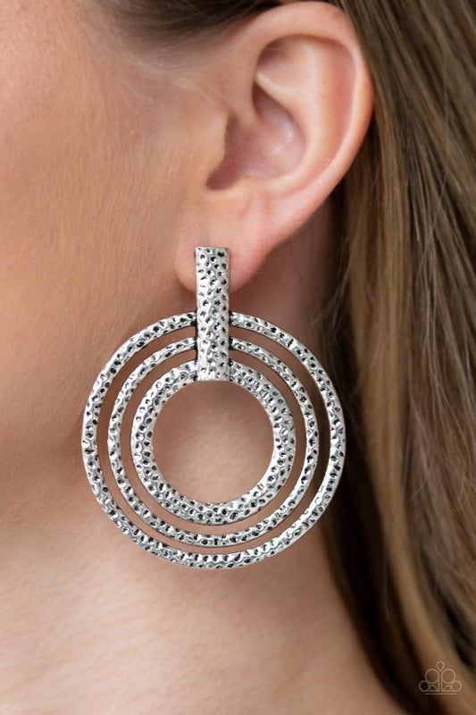 Ever Elliptical-silver-Paparazzi earrings
