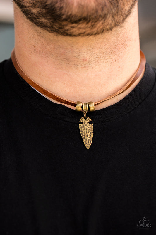 Every Caveman for Himself - brass - Paparazzi necklace