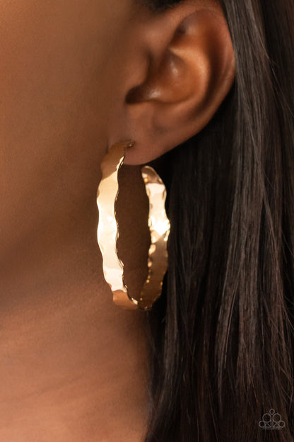 Exhilarated Edge - gold - Paparazzi earrings