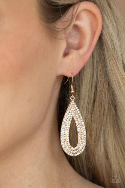 Exquisite Exaggeration - gold - Paparazzi earrings