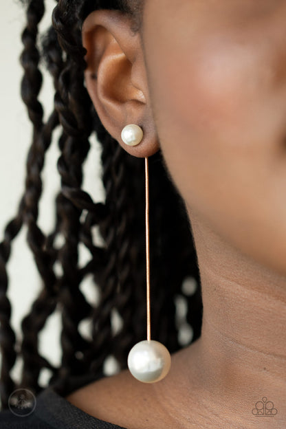Extended Elegance - gold - Paparazzi earrings