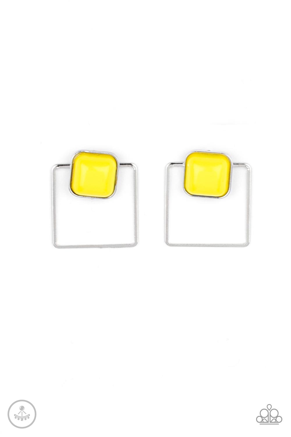 FLAIR and Square - yellow - Paparazzi earrings