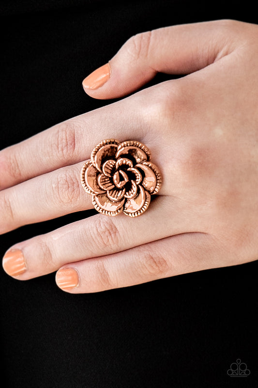 FLOWERBED and Breakfast - copper - Paparazzi  ring