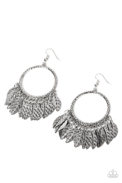 FOWL Tempered - silver - Paparazzi earrings