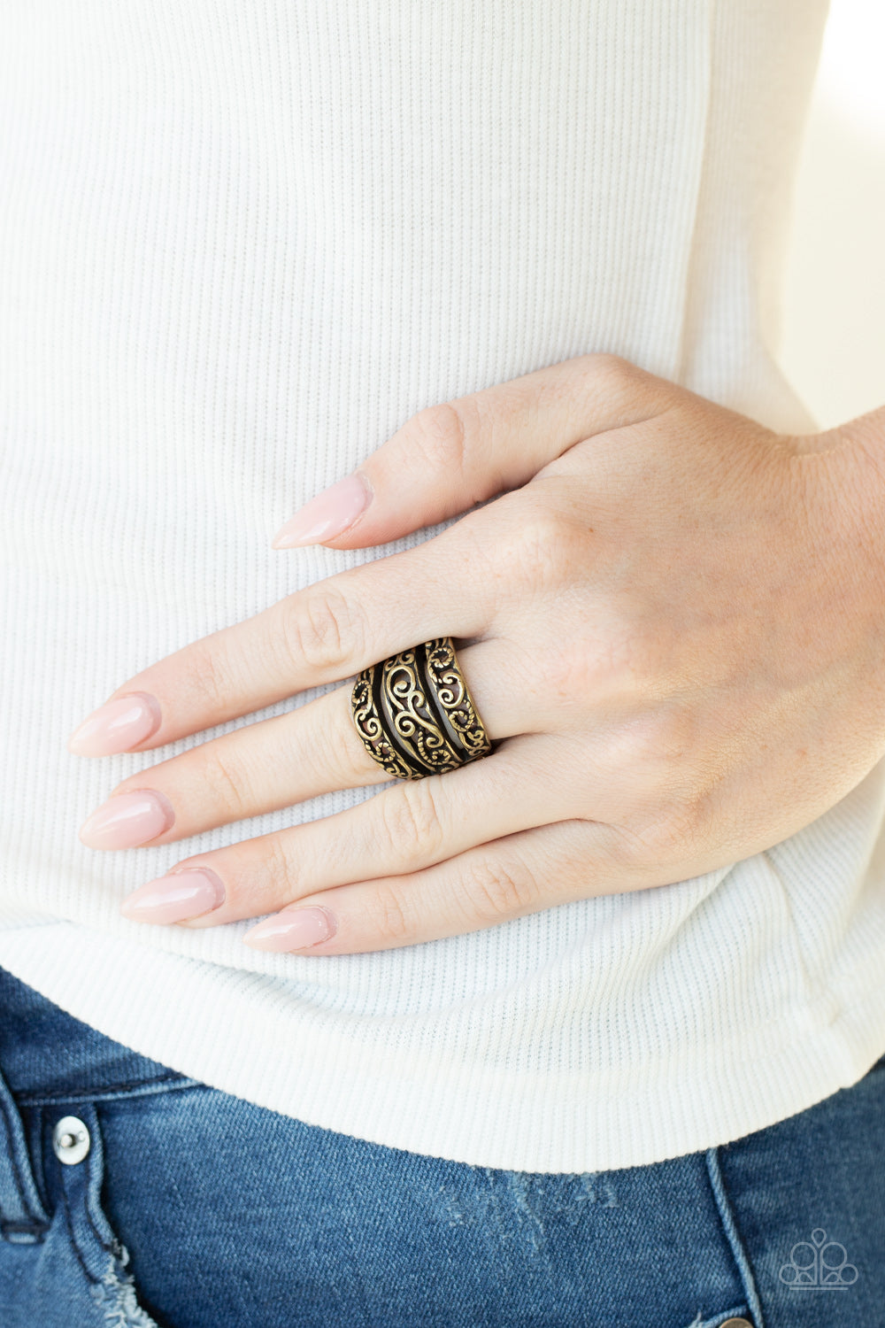 FRILLED To Be Here - Brass - Paparazzi Ring – JewelryBlingThing