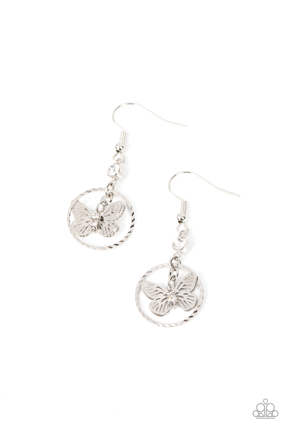 Fabulous Flutter - white - Paparazzi earrings