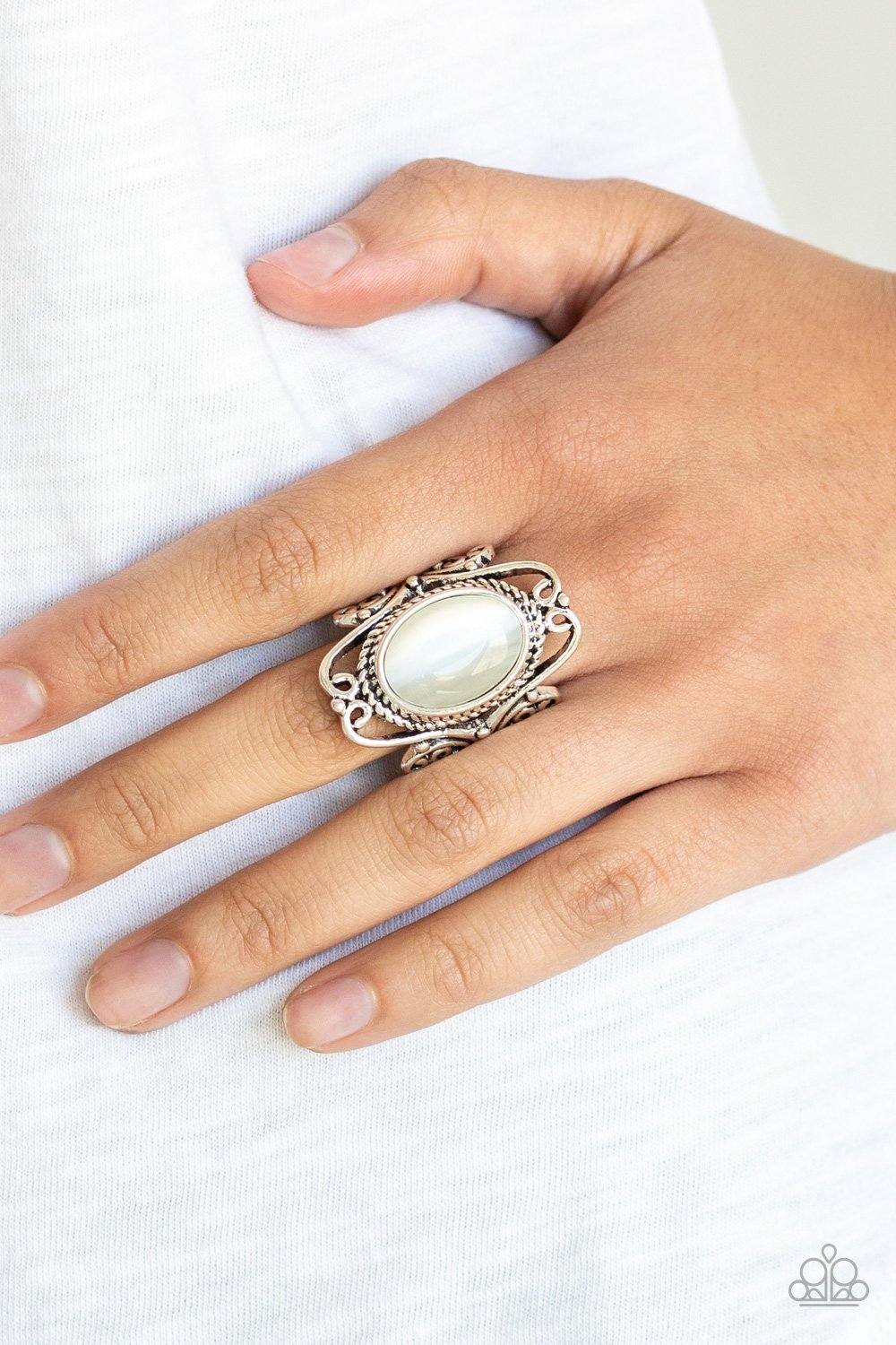 Fairytale Flair-white-Paparazzi ring
