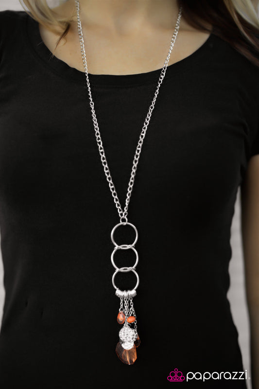 Fall in Line - orange - Paparazzi necklace