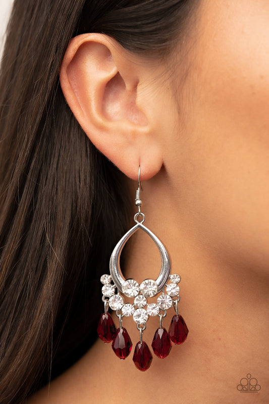 Famous Fashionista - red - Paparazzi earrings