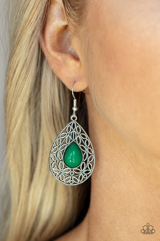 Fanciful Droplets - green - Paparazzi earrings