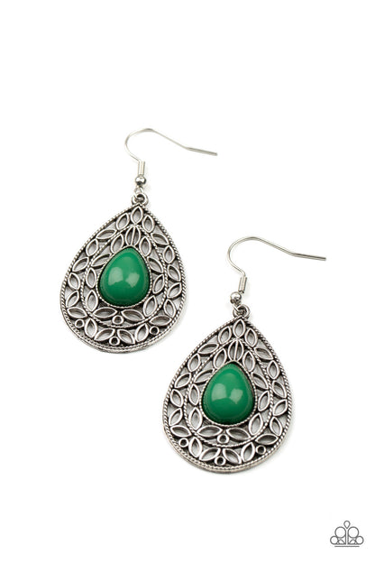 Fanciful Droplets - green - Paparazzi earrings