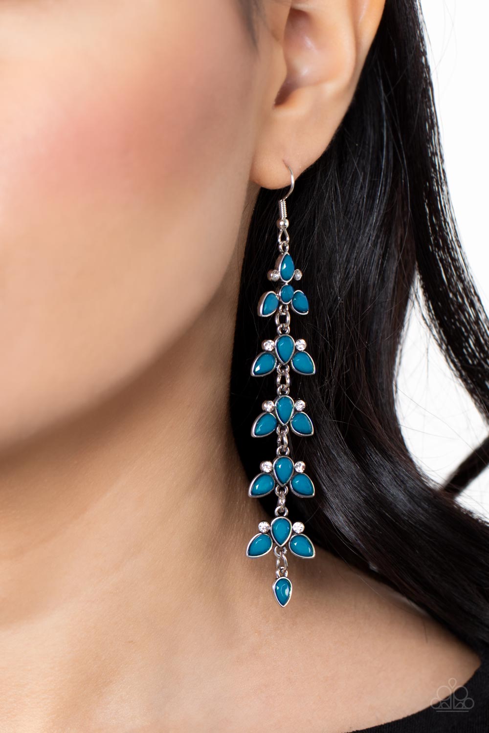 Fanciful Foliage - blue - Paparazzi earrings