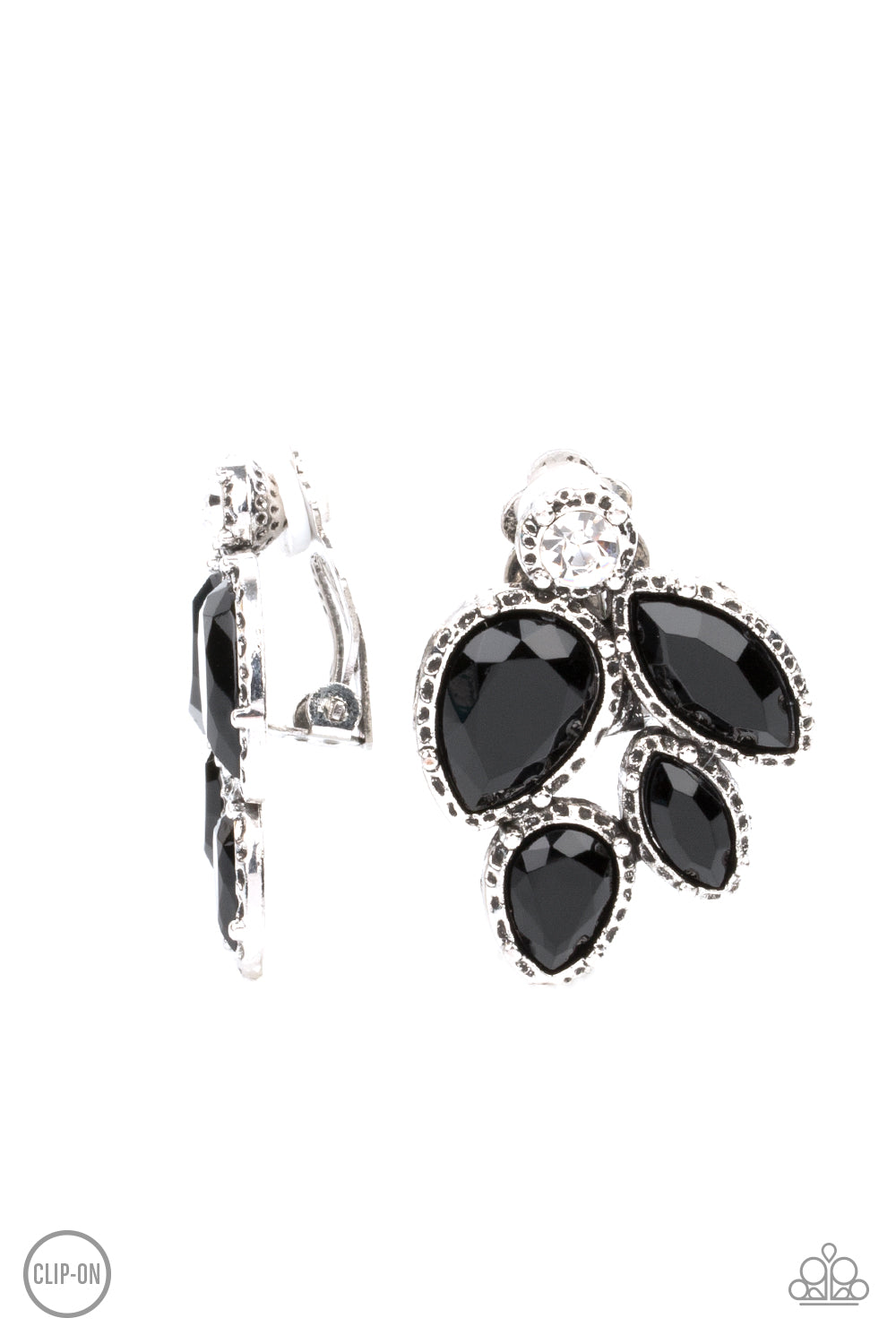 Fancy Foliage - black - Paparazzi CLIP ON earrings