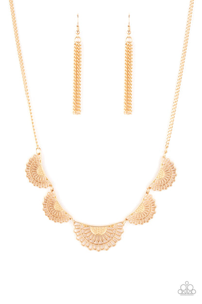 Fanned Out Fashion - gold - Paparazzi necklace