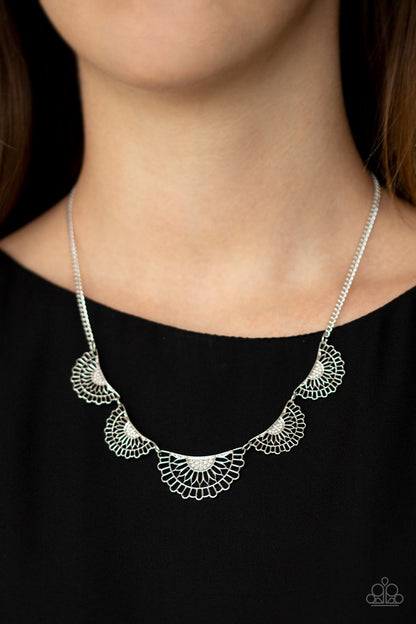 Fanned Out Fashion - silver - Paparazzi necklace