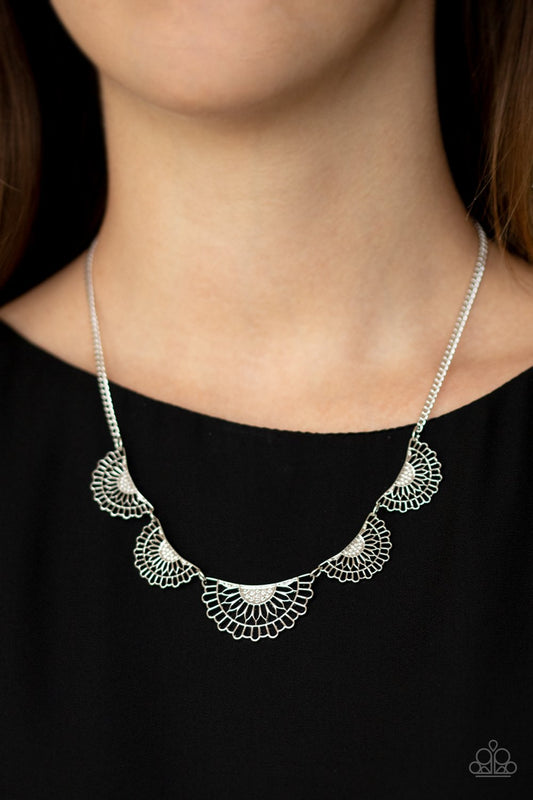Fanned Out Fashion - silver - Paparazzi necklace