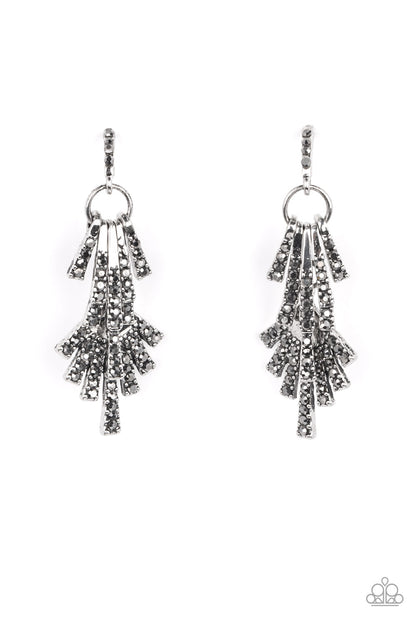 Fan of Glam - silver - Paparazzi earrings
