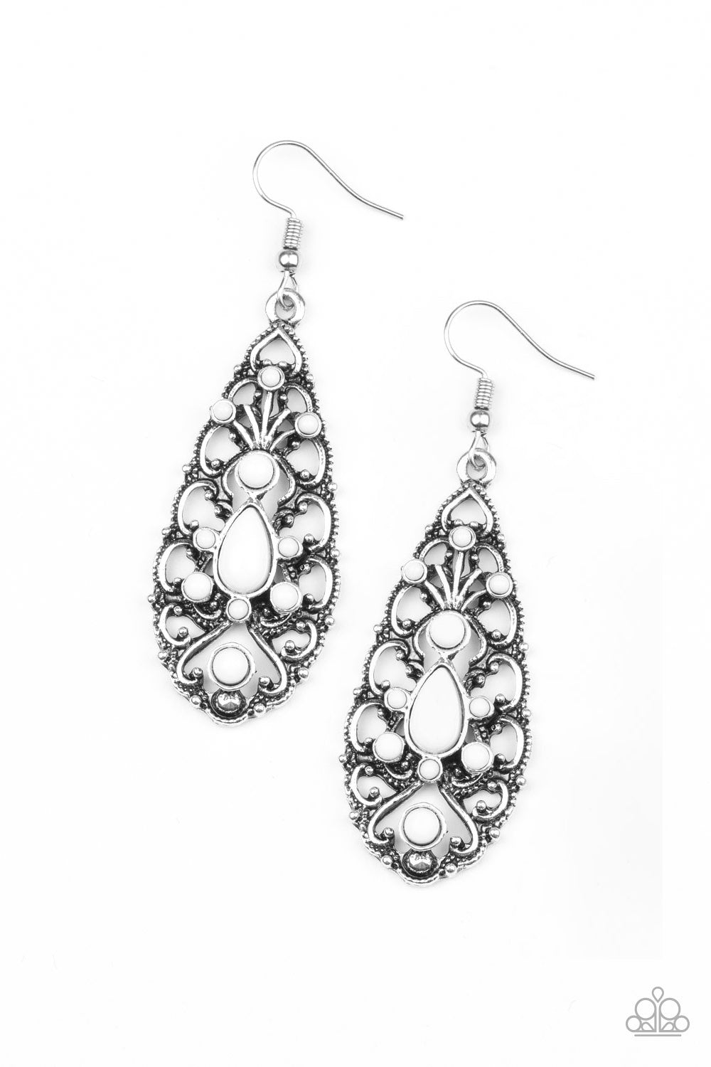 Fantastically Fanciful - white - Paparazzi earrings