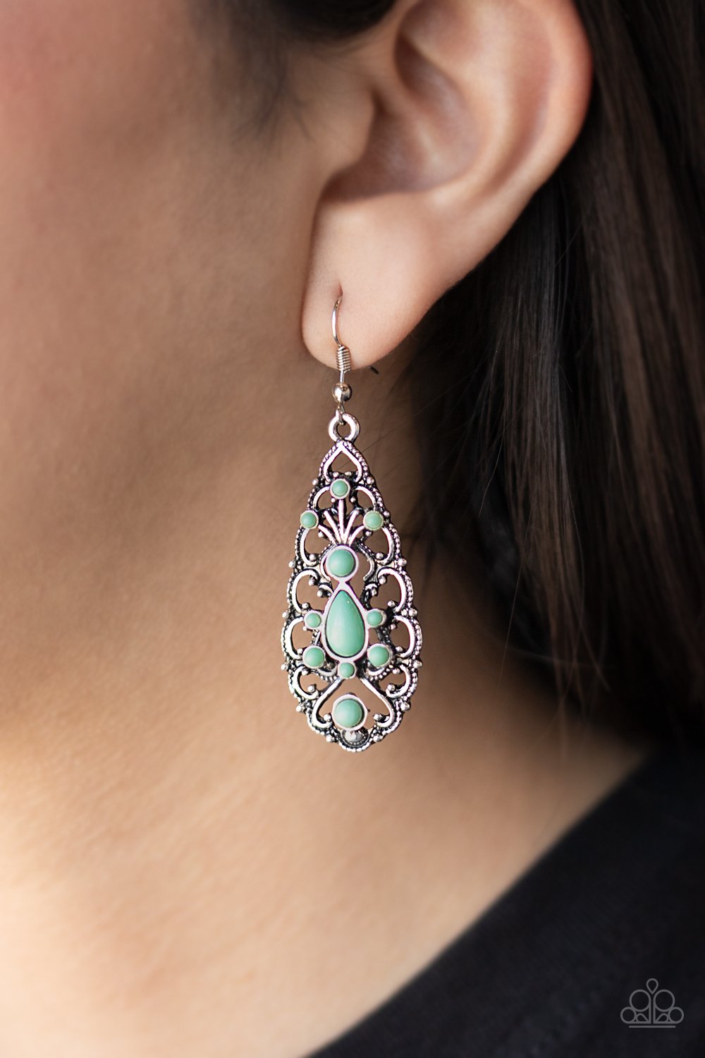 Fantastically Fanciful-green-Paparazzi earrings