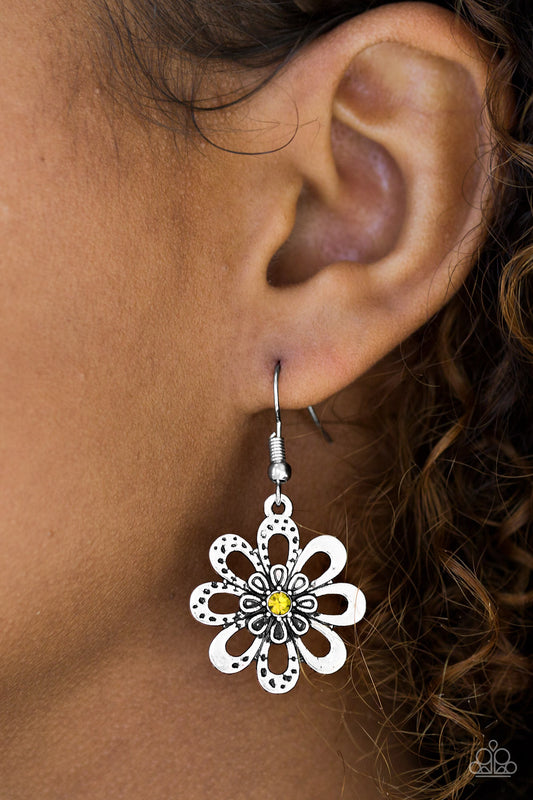 Fashion Floret - yellow - Paparazzi earrings