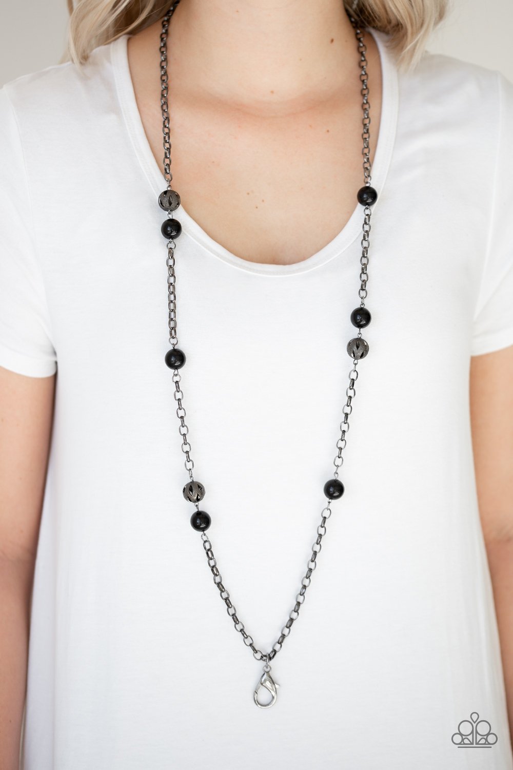Fashion Fad - black - Paparazzi lanyard necklace