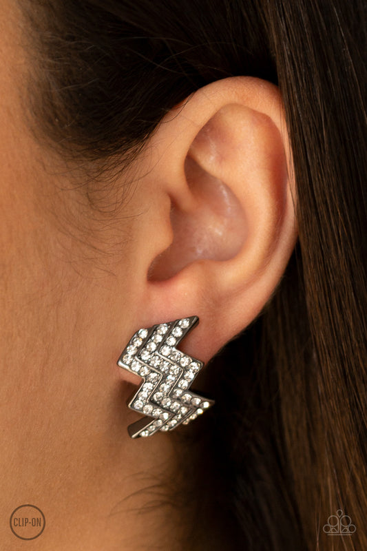 Fast as Lightning - black - Paparazzi CLIP ON earrings